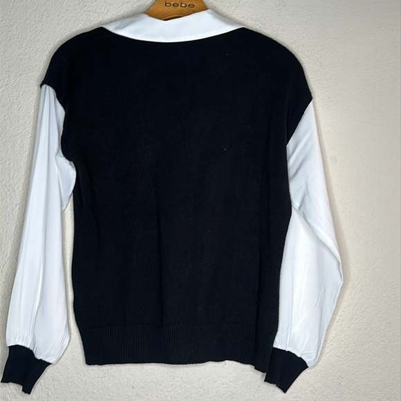 NWOT Sioni Sweater Vest Blouse Black White Size Small Classic Preppy Corporate - Picture 11 of 11